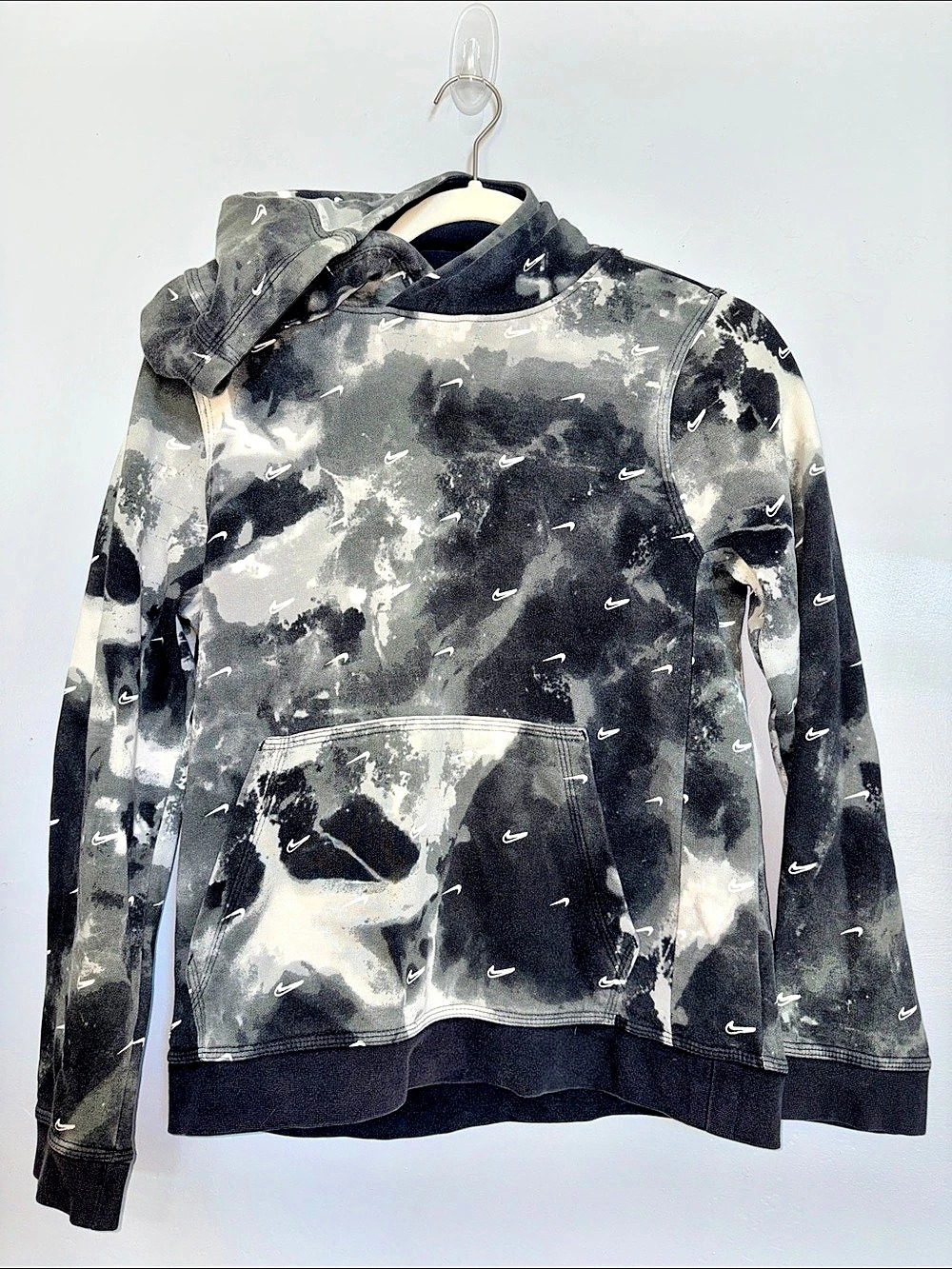Nike NikeLab All Over Swoosh Logo Hoodie Black & Gray Large